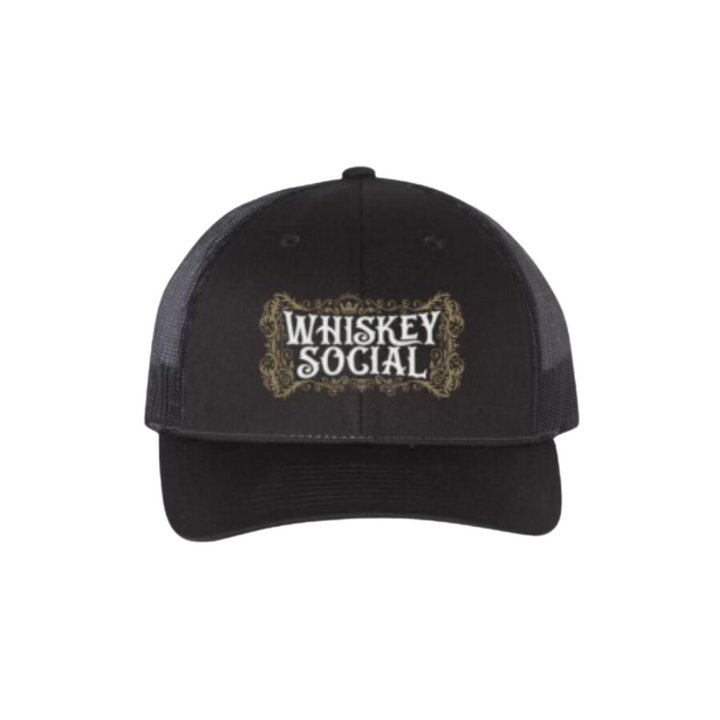 Adjustable Whiskey Social Trucker Hat in Black